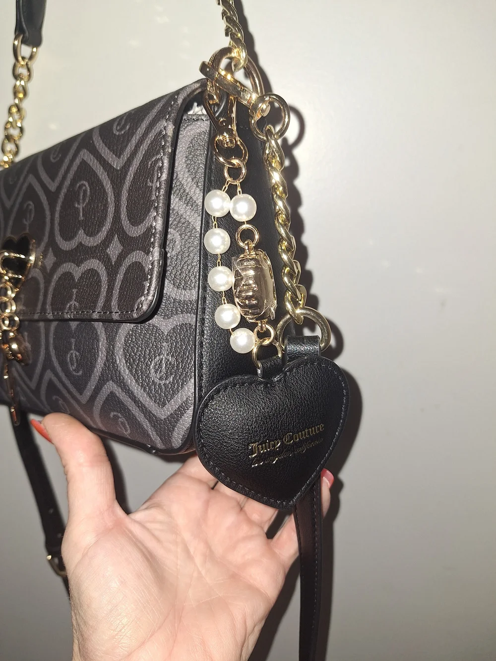 EXCLUSIVE Juicy Couture Black Patterned Crossbody with Gold Hardware